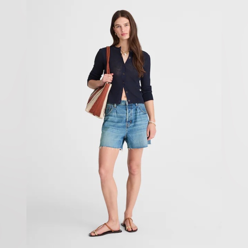 Madewell Pleated Low-Slung Shorts in Airy Denim NWT